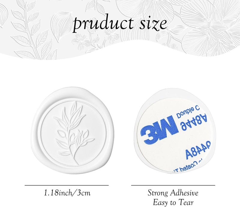 Pilloze 50Pcs White Self-Adhesive Wax Seal Stickers - Wax Seal Perfect for Wedding Invitation or Envelope Good Adhesion and Easy to Use, Wedding Invitation Accessories - Image 2